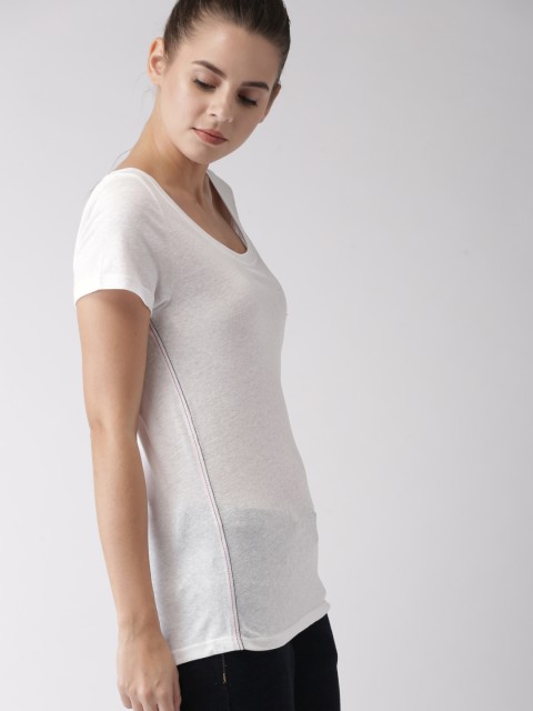 

Tommy Hilfiger Women White Solid Round Neck T-shirt