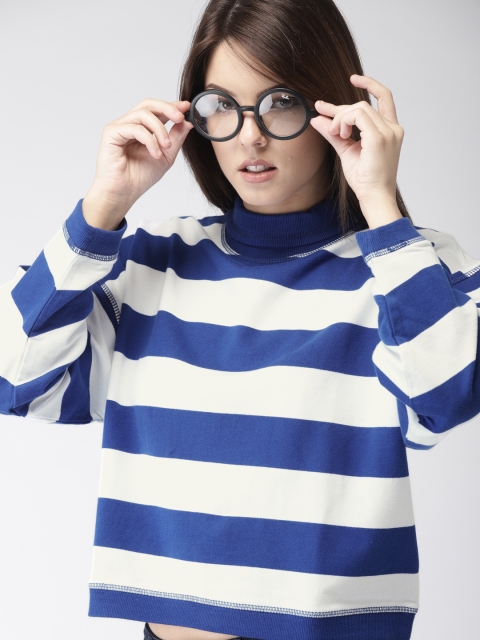 

Tommy Hilfiger Women Blue & White Striped Sweatshirt