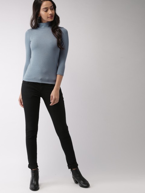 

FOREVER 21 Women Blue Solid Top