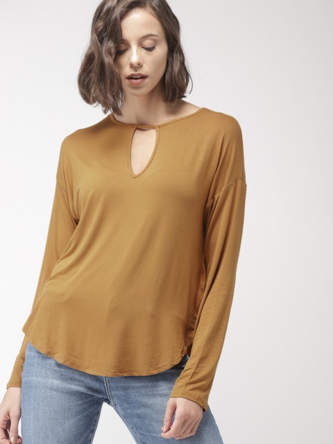 

FOREVER 21 Mustard Brown Top, Tan