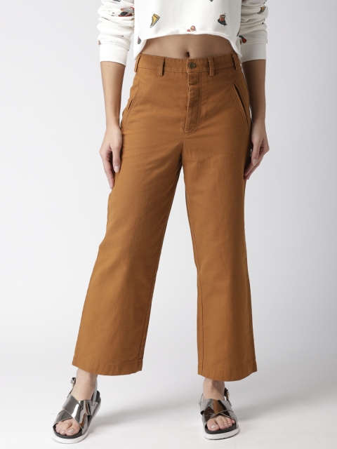 

FOREVER 21 Women Brown Regular Fit Solid Ankle Length Regular Trousers
