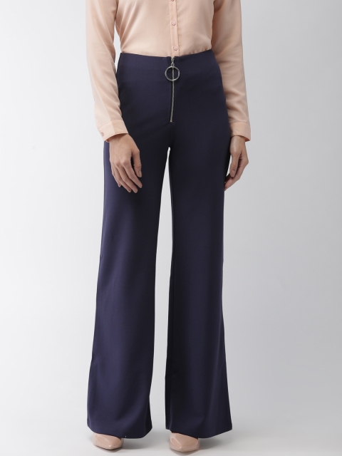 

FOREVER 21 Women Navy Blue Regular Fit Solid Regular Trousers