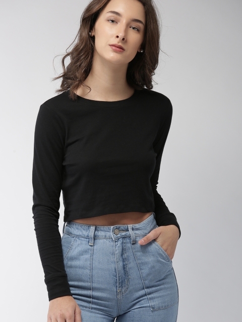 

FOREVER 21 Women Black Solid Regular Top