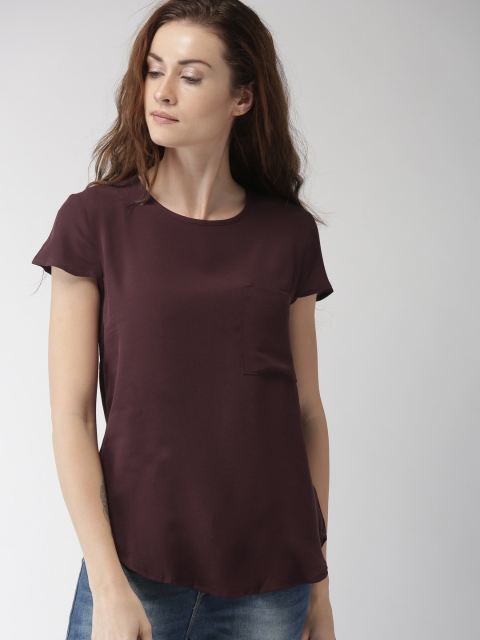 

FOREVER 21 Women Burgundy Solid Top