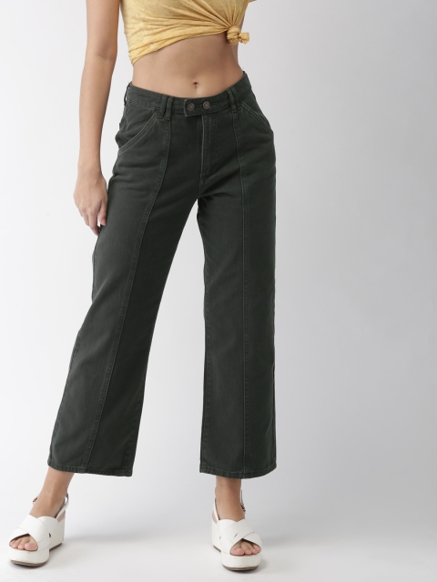 

FOREVER 21 Women Green Regular Fit Solid Culottes