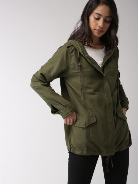 

FOREVER 21 Women Olive Green Solid Tailored Jacket