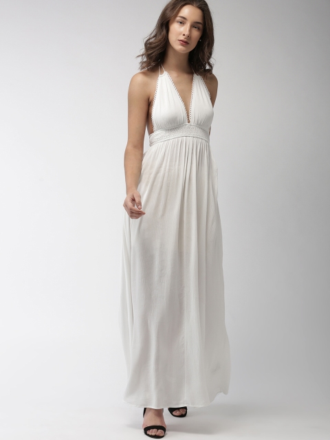 

FOREVER 21 Women White Solid Fit and Flare Dress