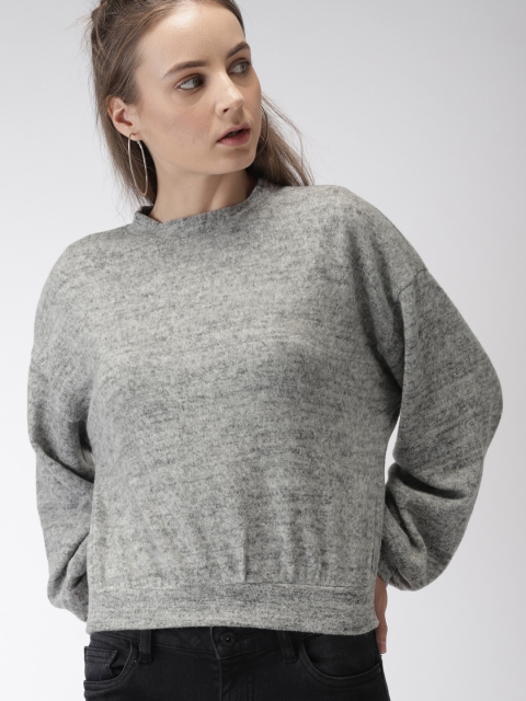 

FOREVER 21 Women Grey Solid Pullover Sweater