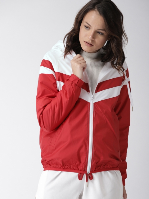 

FOREVER 21 Women White & Red Colourblocked Sporty Jacket