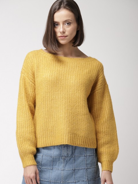

FOREVER 21 Women Mustard Yellow Solid Pullover