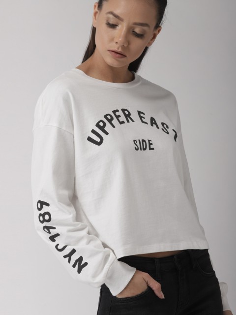 

FOREVER 21 Women White Printed Boxy Top