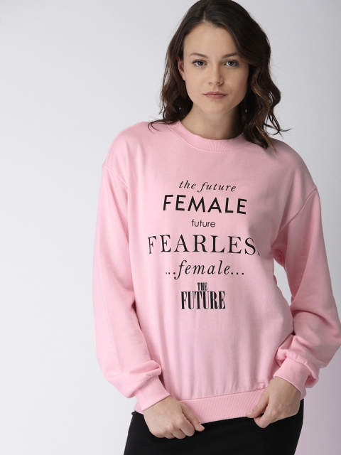 

FOREVER 21 Women Pink Printed Sweatshirt