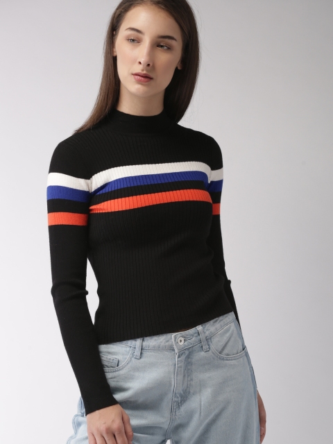 

FOREVER 21 Women Black Striped Pullover