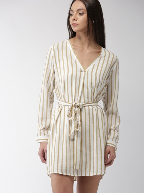 

FOREVER 21 Women Off-White Striped A-Line Dress