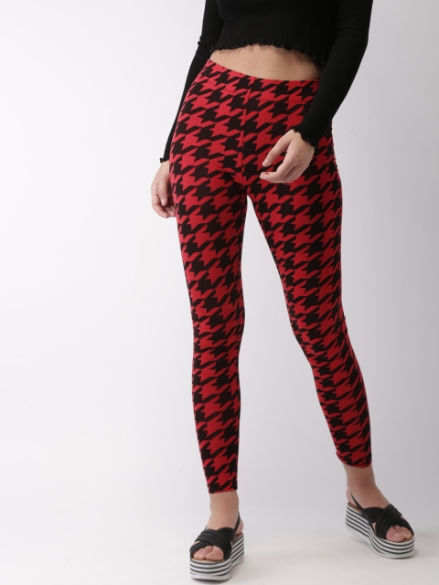 

FOREVER 21 Women Red & Black Printed Leggings