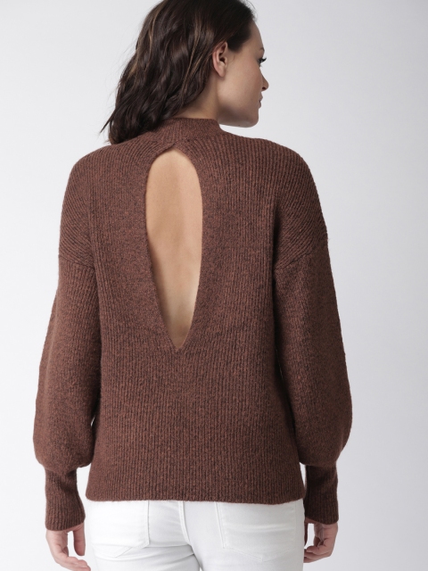 

FOREVER 21 Women Brown Solid Pullover Sweater