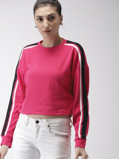 

FOREVER 21 Women Pink Crop Sweatshirt