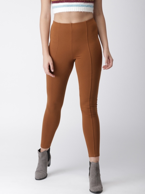

FOREVER 21 Women Mustard Brown Solid Leggings