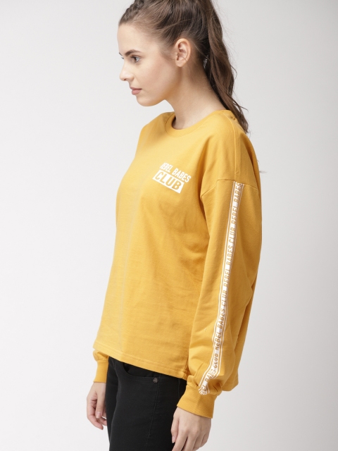 

FOREVER 21 Women Mustard Yellow Solid Sweatshirt