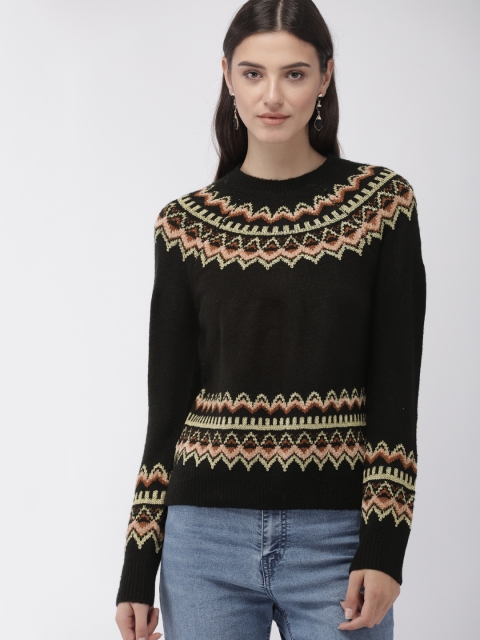 

FOREVER 21 Women Black & Brown Self Design Sweater