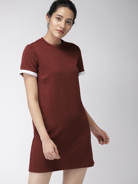 

FOREVER 21 Burgundy Solid Mini Shirt Dress