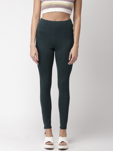 

FOREVER 21 Women Green Solid Treggings