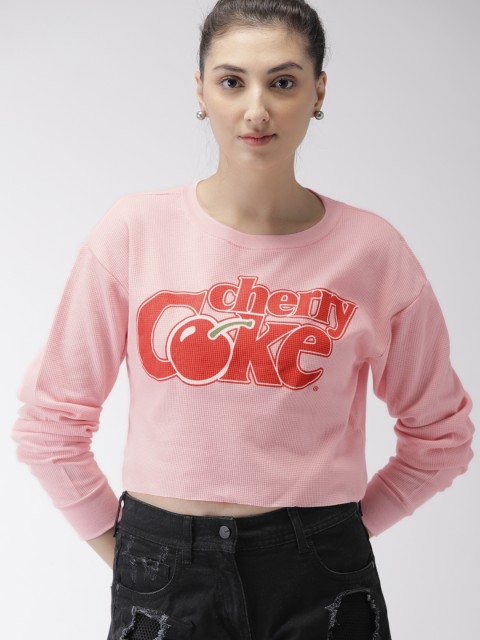 

FOREVER 21 Women Pink Printed Sweatshirt