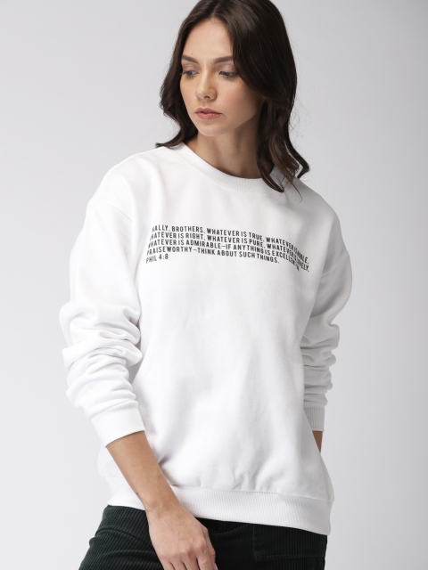 

FOREVER 21 Women White Printed Sweatshirt