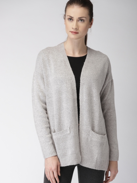 

FOREVER 21 Women Grey Solid Front-Open