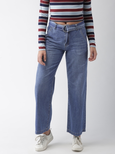 

FOREVER 21 Women Blue Regular Fit Mid-Rise Clean Look Jeans