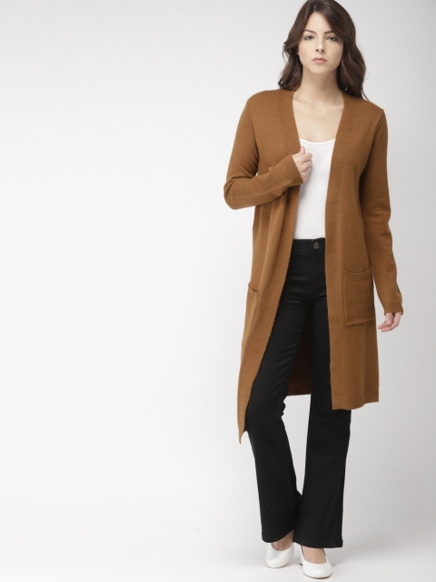 

FOREVER 21 Women Brown Solid Front-Open Sweater