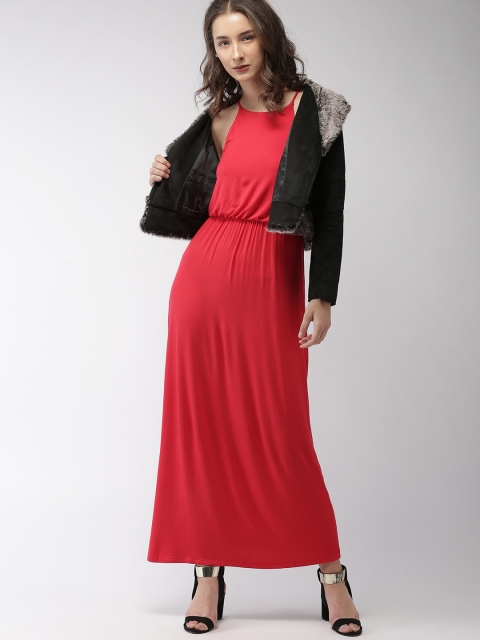 

FOREVER 21 Women Red Solid Fit and Flare Dress
