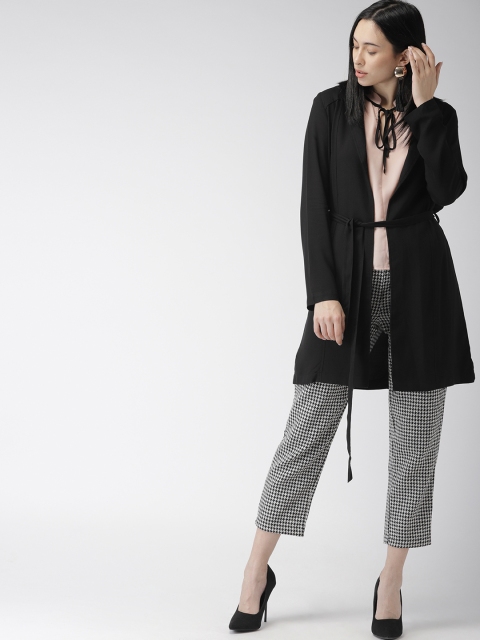 

FOREVER 21 Women Black Solid Tie-Up Shrug