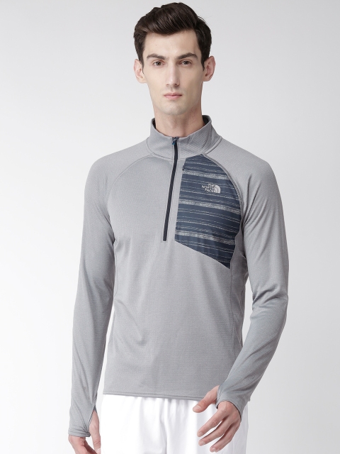 

The North Face Men Grey Winter Warm 1/2 Zip Printed Detail T-shirt