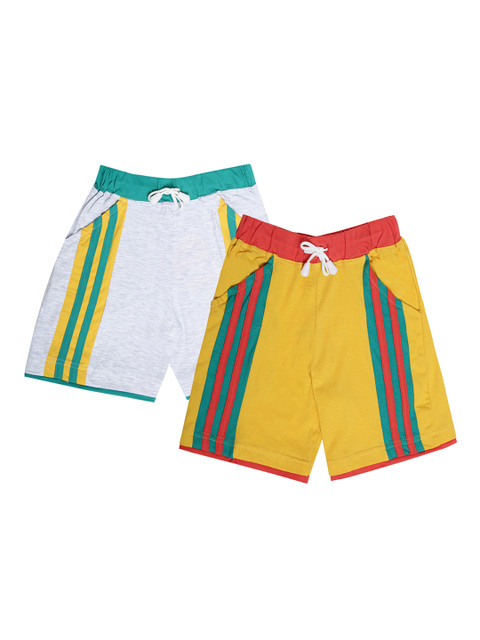 

Dollar Champion Kidswear Boys Yellow & White Solid Pack of 2 Lounge Shorts
