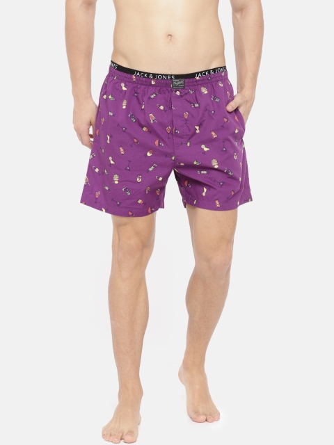 

Jack & Jones Men Purple Printed Pure Cotton Boxers 2026950004
