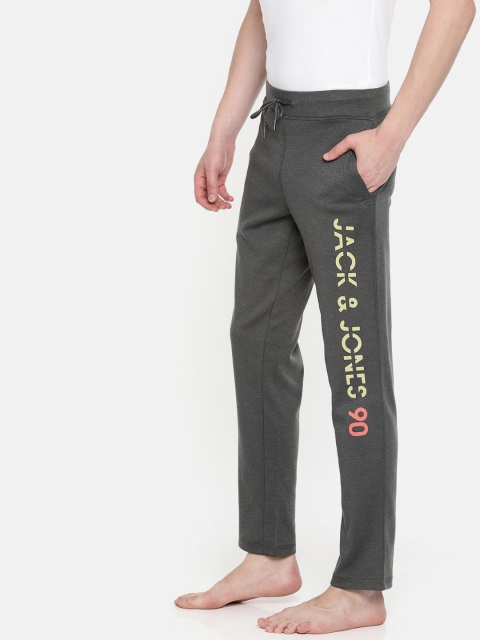 

Jack & Jones Men Charcoal Grey Printed Lounge Pants