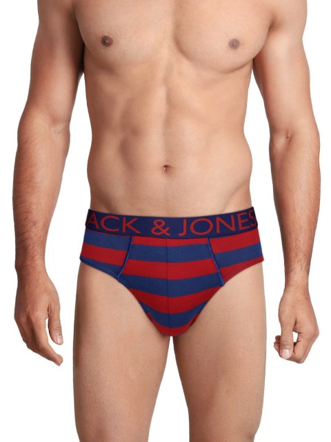

Jack & Jones Men Navy Blue & Red Striped Briefs 2017212006