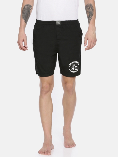 

Jack & Jones Men Black Solid Lounge Shorts