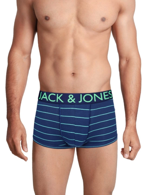 

Jack & Jones Men Navy Blue & Green Striped Trunks 2023482001