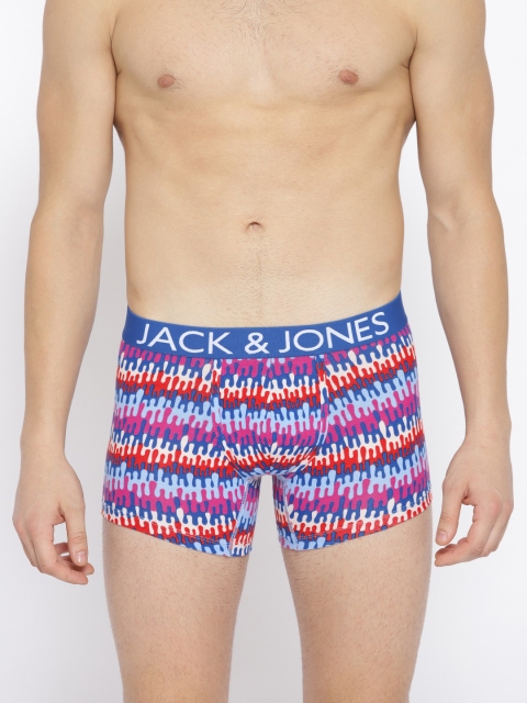 

Jack & Jones Men Blue & Pink Printed Trunks 2029451001