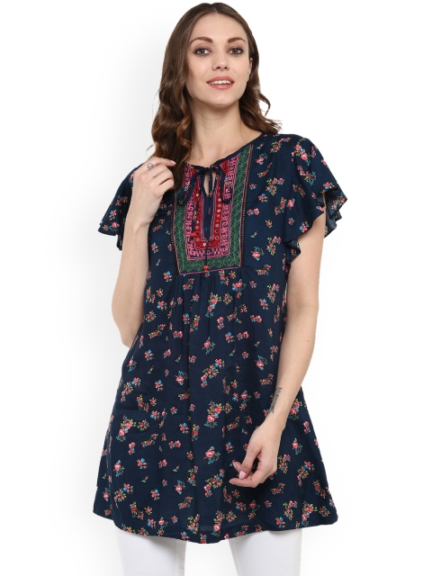 

RSVP Cross Navy Blue Printed Tunic