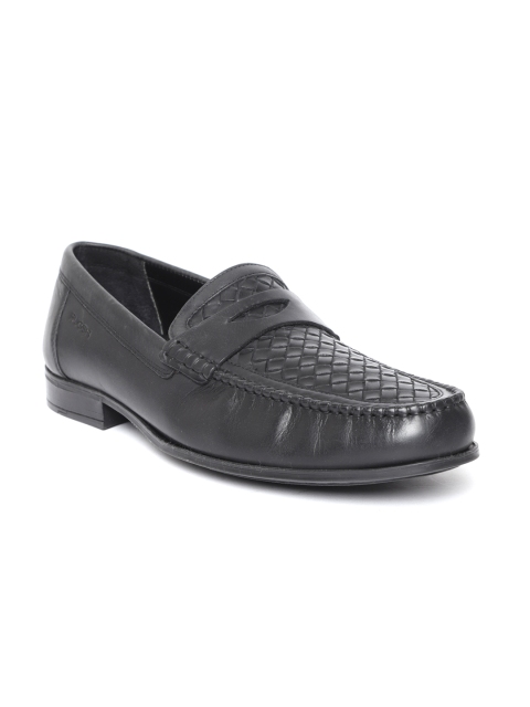 

Ruosh Men Black Basketweave Texture Leather Semiformal Loafers