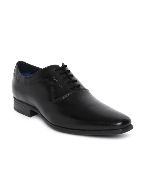 

Ruosh Men Black Leather Formal Oxfords