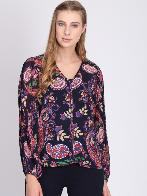 

NIZA Women Navy Blue Printed Top