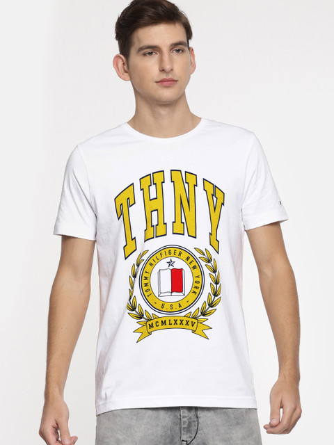 

Tommy Hilfiger Men White Printed Round Neck T-shirt