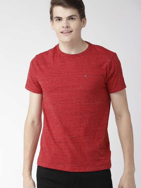 

Tommy Hilfiger Men Red Solid Round Neck T-shirt