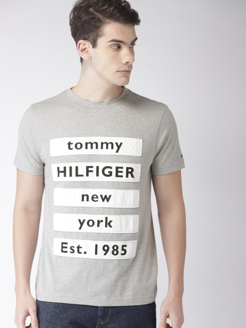 

Tommy Hilfiger Men Grey Printed Round Neck T-shirt
