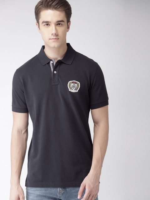 

Tommy Hilfiger Men Navy Solid Polo Collar T-shirt, Navy blue