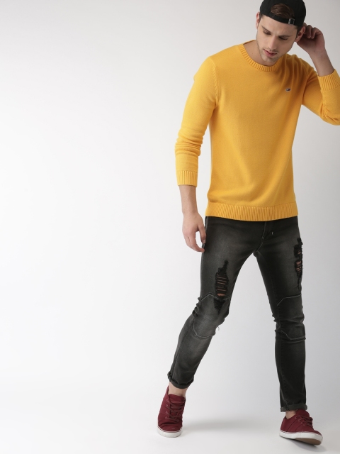 

Tommy Hilfiger Men Yellow Solid Pullover